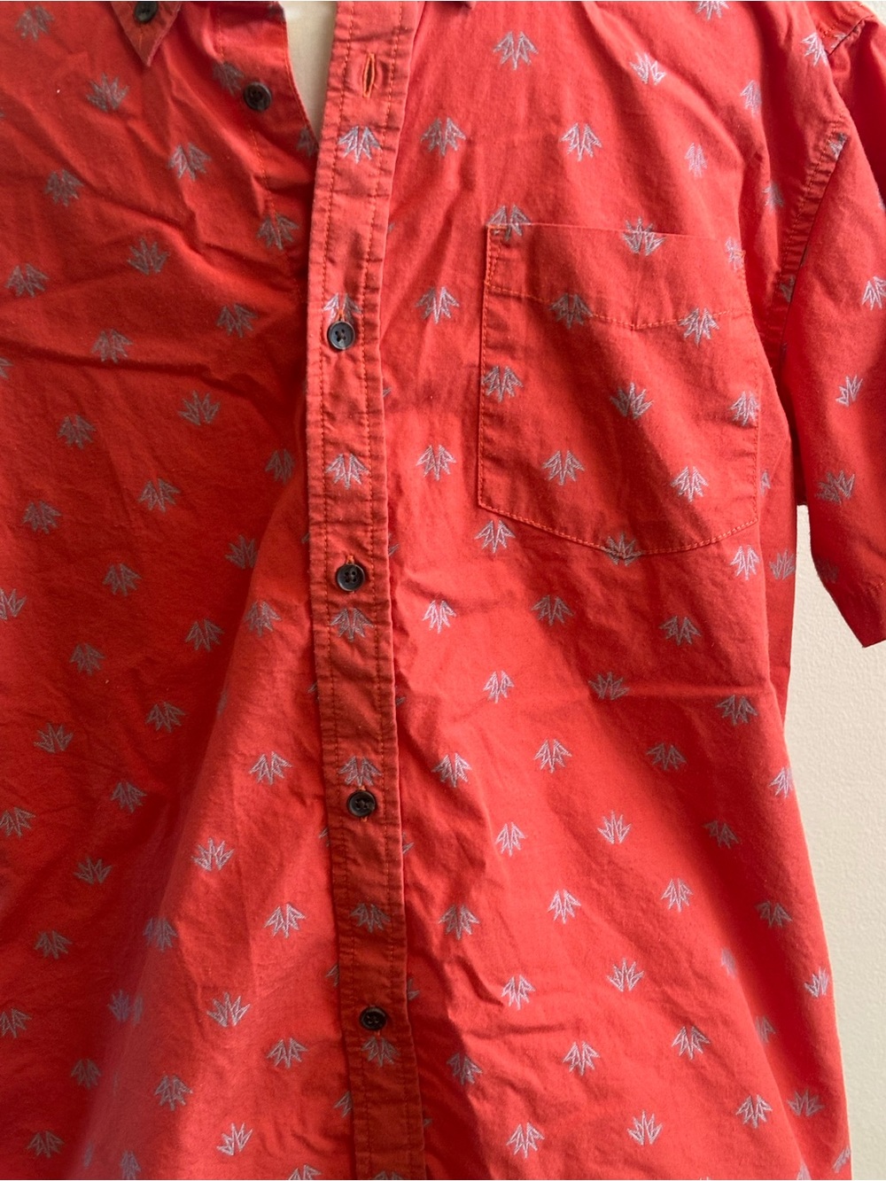 prAna Men’s L Orange Geometric Button Up Shirt Hiking Outdoor - Picture 3 of 8
